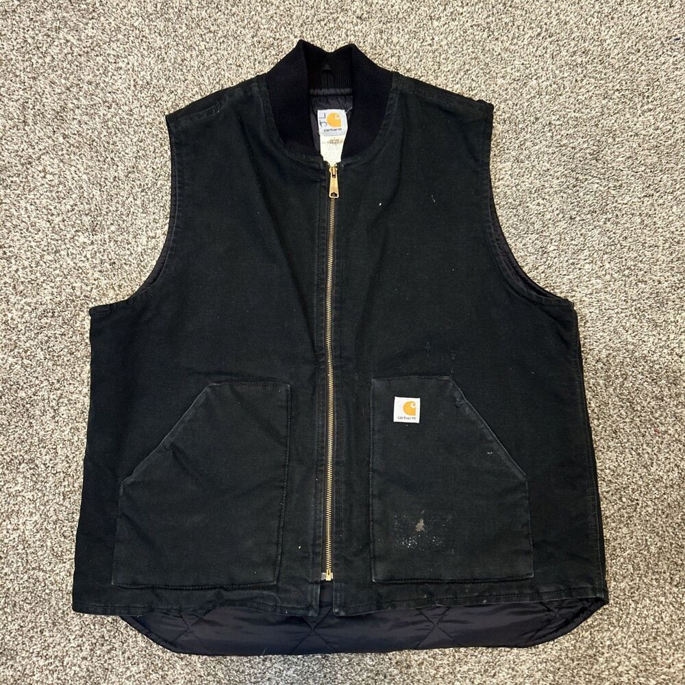 Vintage Carhartt Duck Vest Black V01 Size XL Tall Made in USA